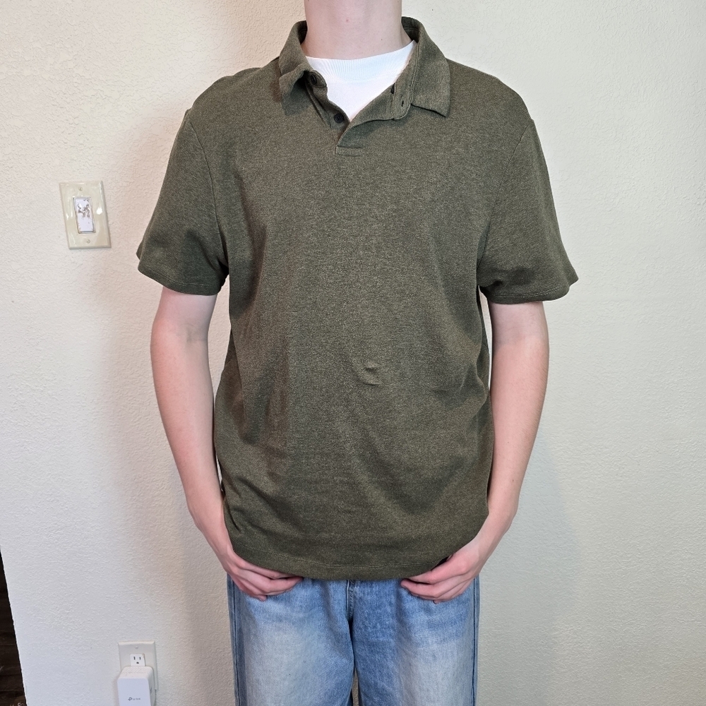 Banana Republic Polo Shirt Mens Xxl Green 100% Cotton Solid Short Sleeve Casual